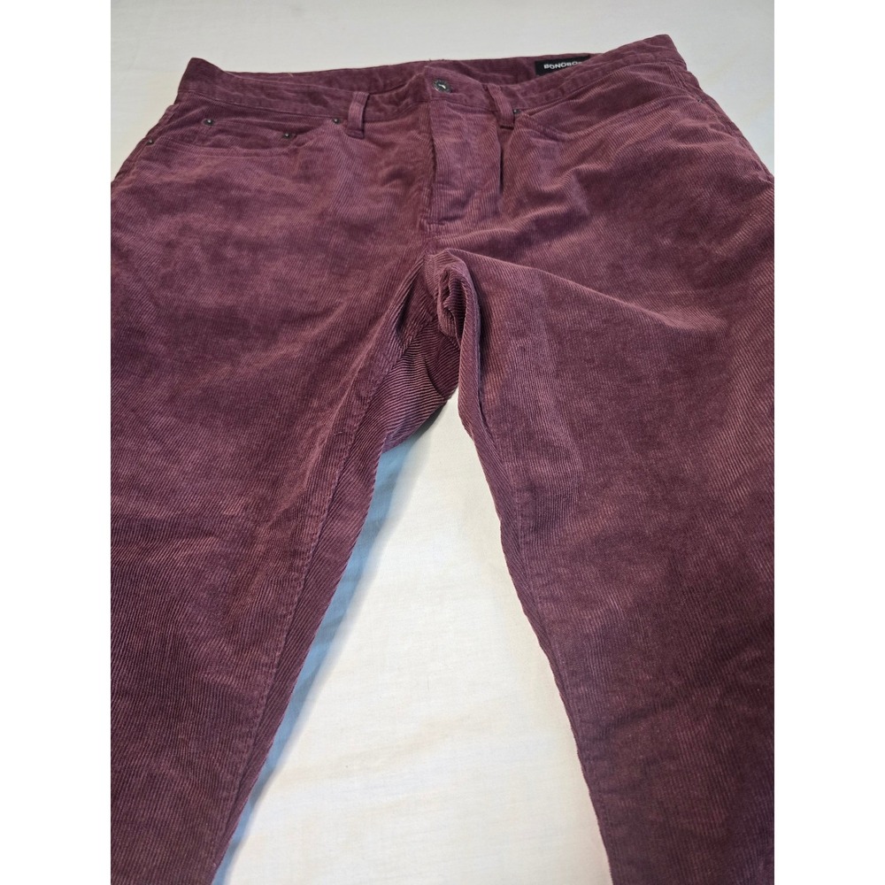 Bonobos Slim Fit Corduroy Pants Mens 35x32 Burgundy Purple 5-Pocket Trousers - Picture 5 of 9
